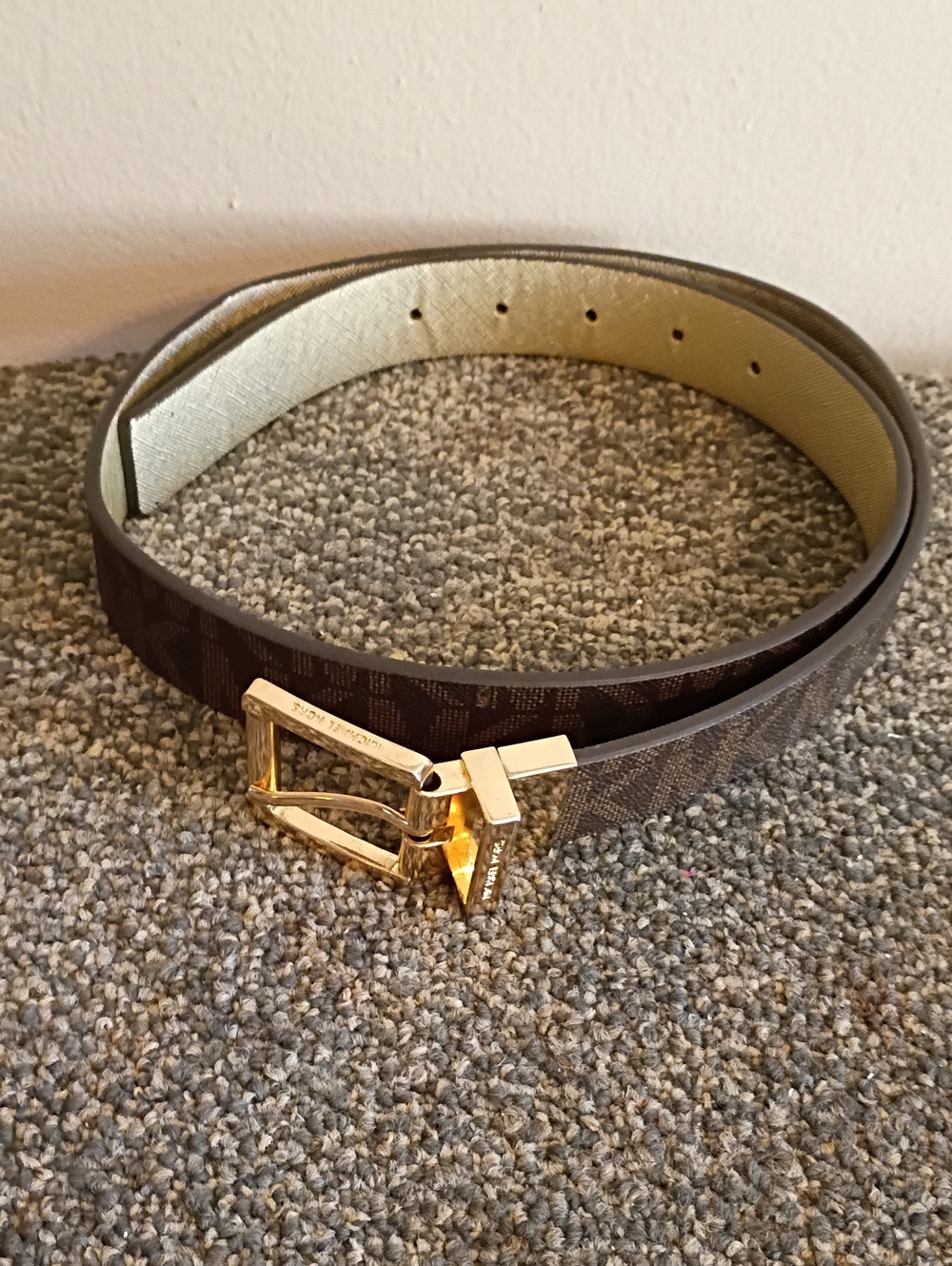 Michael Kors Brown And gold reversable  Belt with Gold Buckle Size L